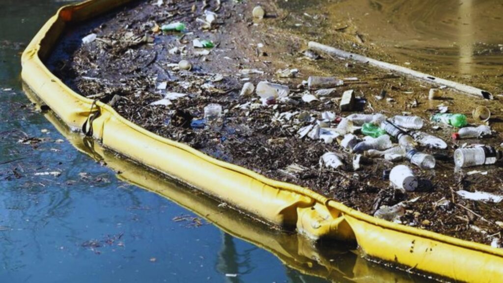 Close-up of WavePlus Trash Boom made from durable, UV-resistant high-density polyethylene.