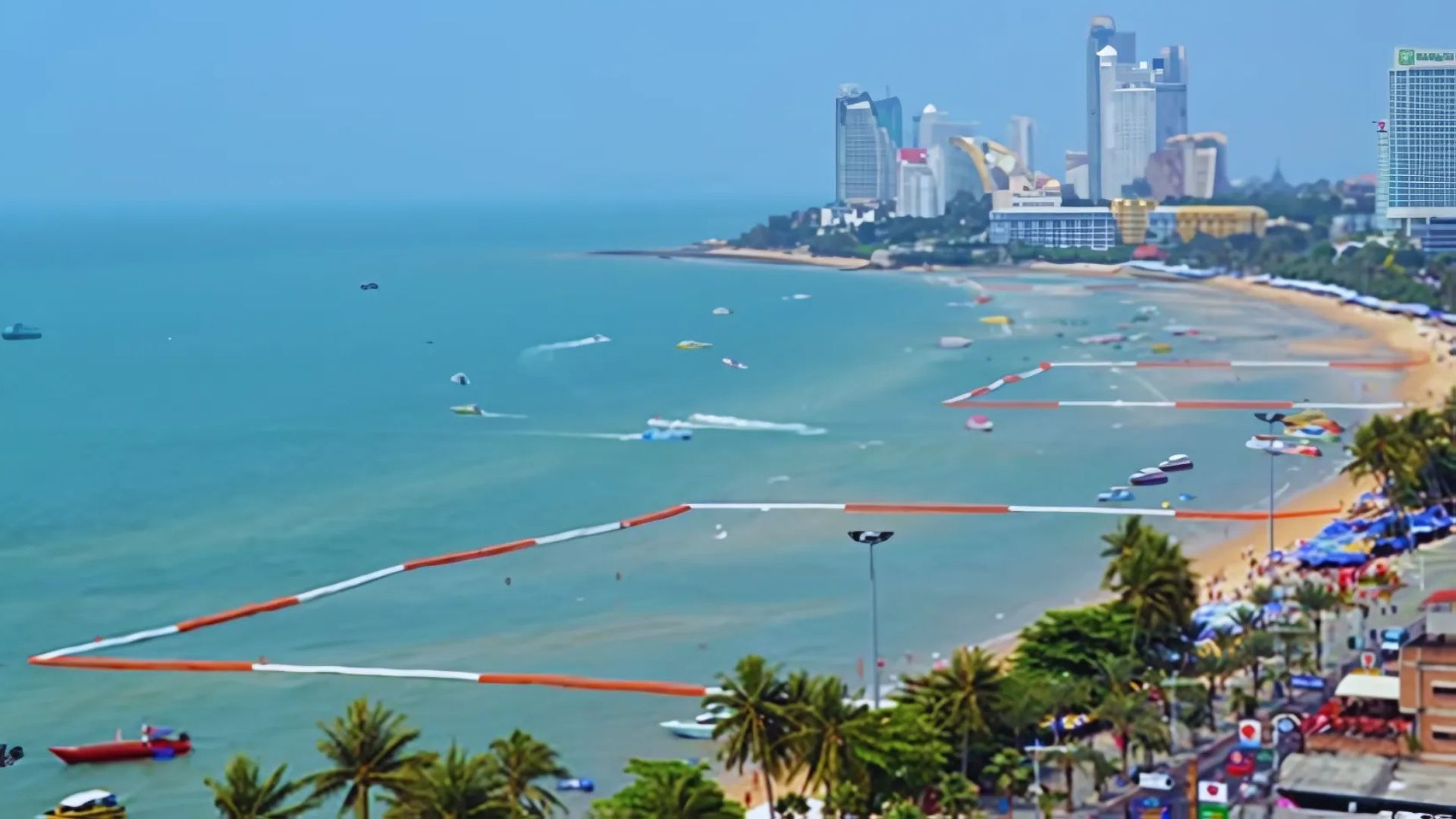 WavePlus Beach Safety Boom installed at a resort beach for swimmer protection